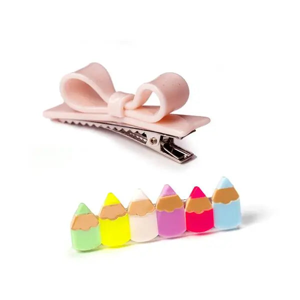 Neon Pencils & Bowtie Hair Clips