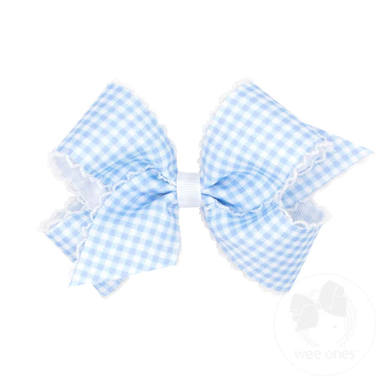 Blue Pastel Gingham with Moonstitch Trim (Medium)