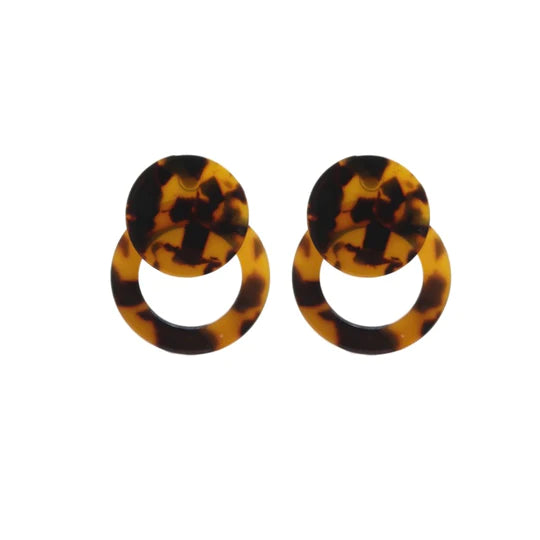 Brown Tortoise Doorknocker Earrings