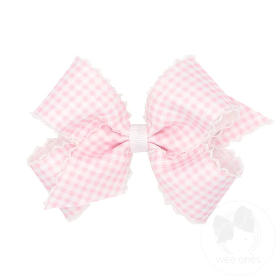 Pink Pastel Gingham with Moonstitch Trim (Medium)