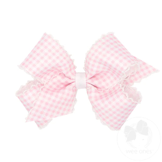 Pink Pastel Gingham with Moonstitch Trim (Medium)
